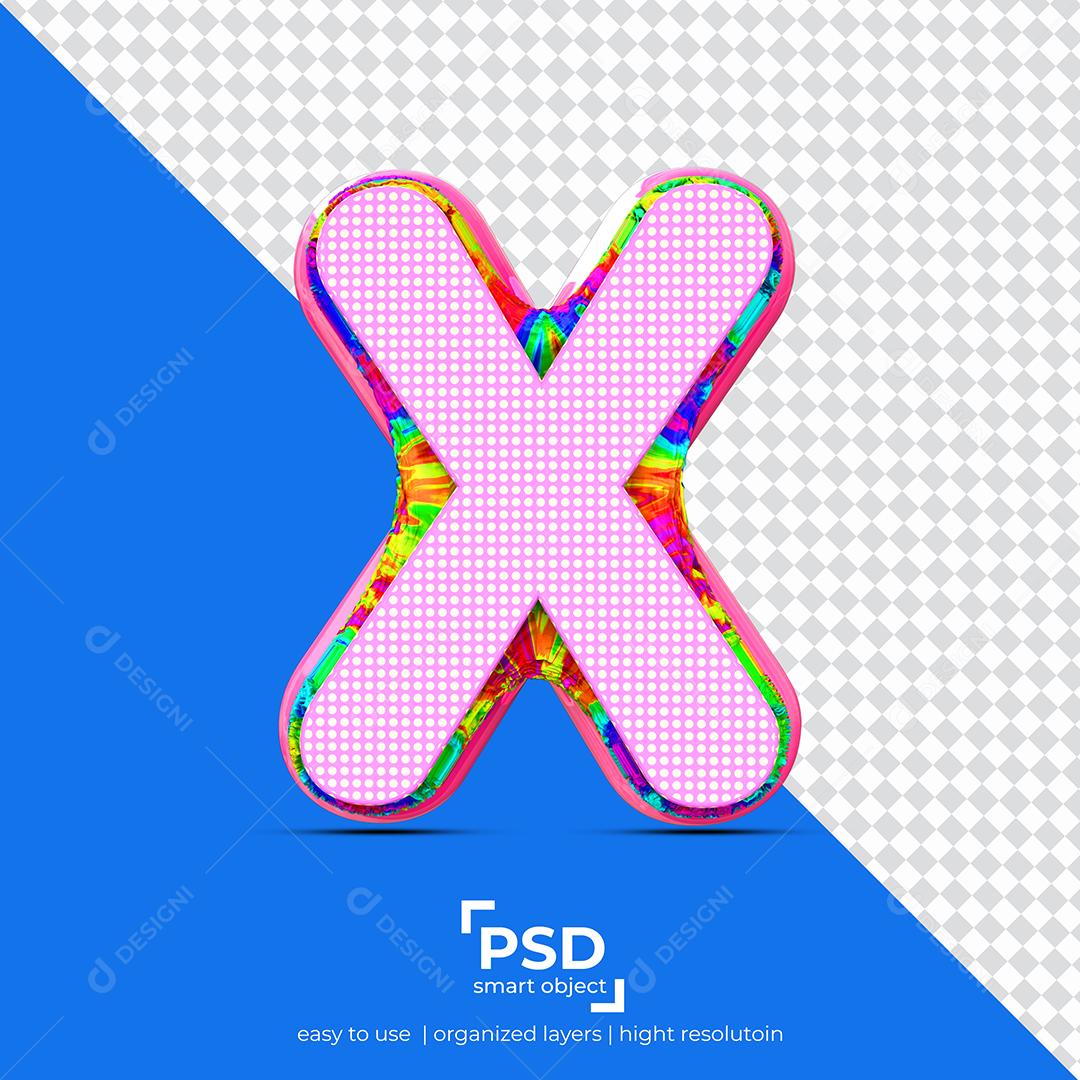Letras X 3D com Textura Rosa Elemento Para Composição