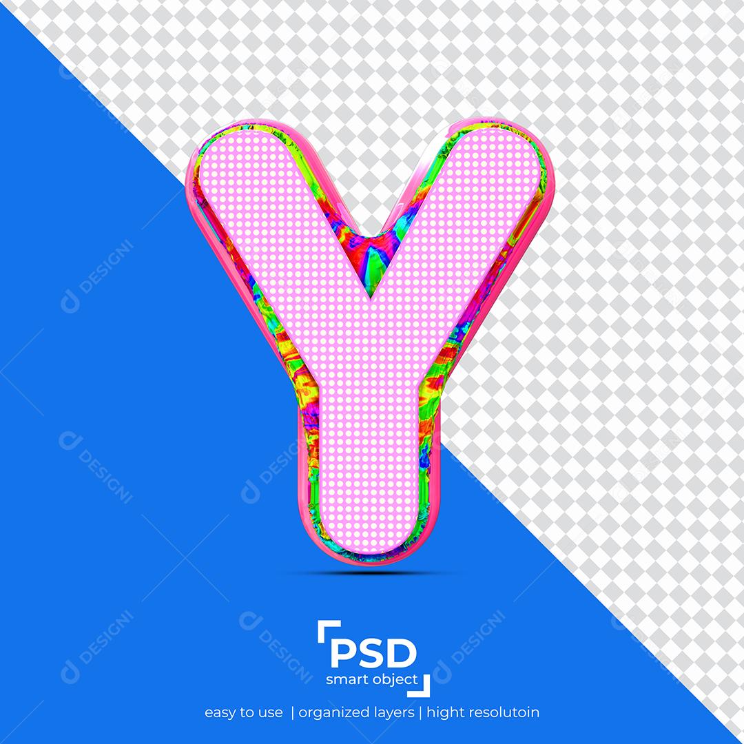 Letras Y 3D com Textura Rosa Elemento Para Composição