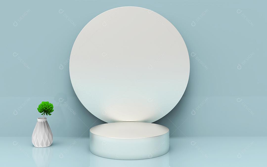 Cenário Azul com Podium Branco PSD