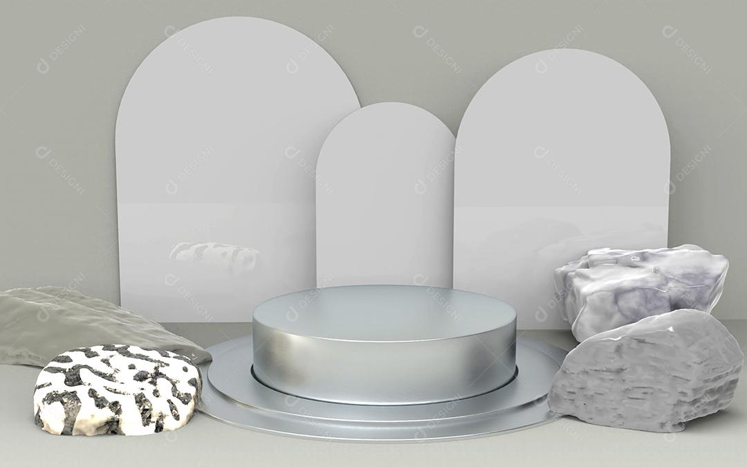 Cenário Cinza com Podium Cinza PSD