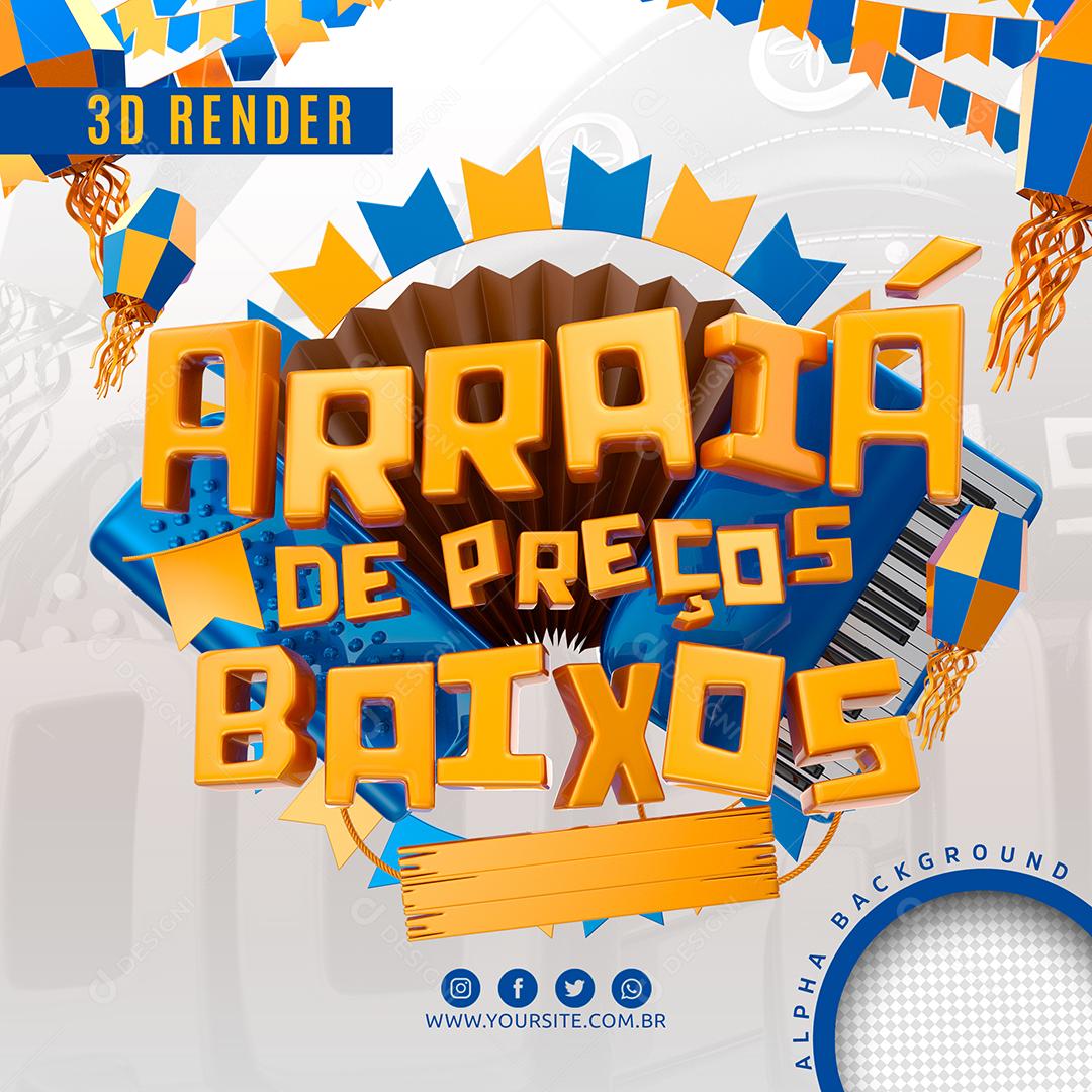 Arraiá de Preço Baixo Selo 3D Azul Para Composição PSD