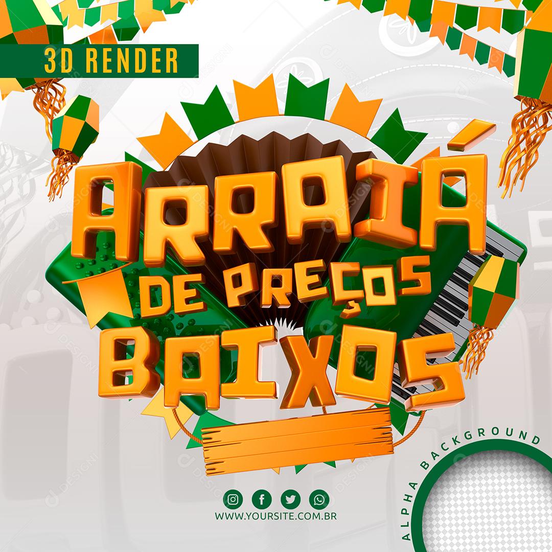 Arraiá de Preço Baixo Selo 3D Verde Para Composição PSD