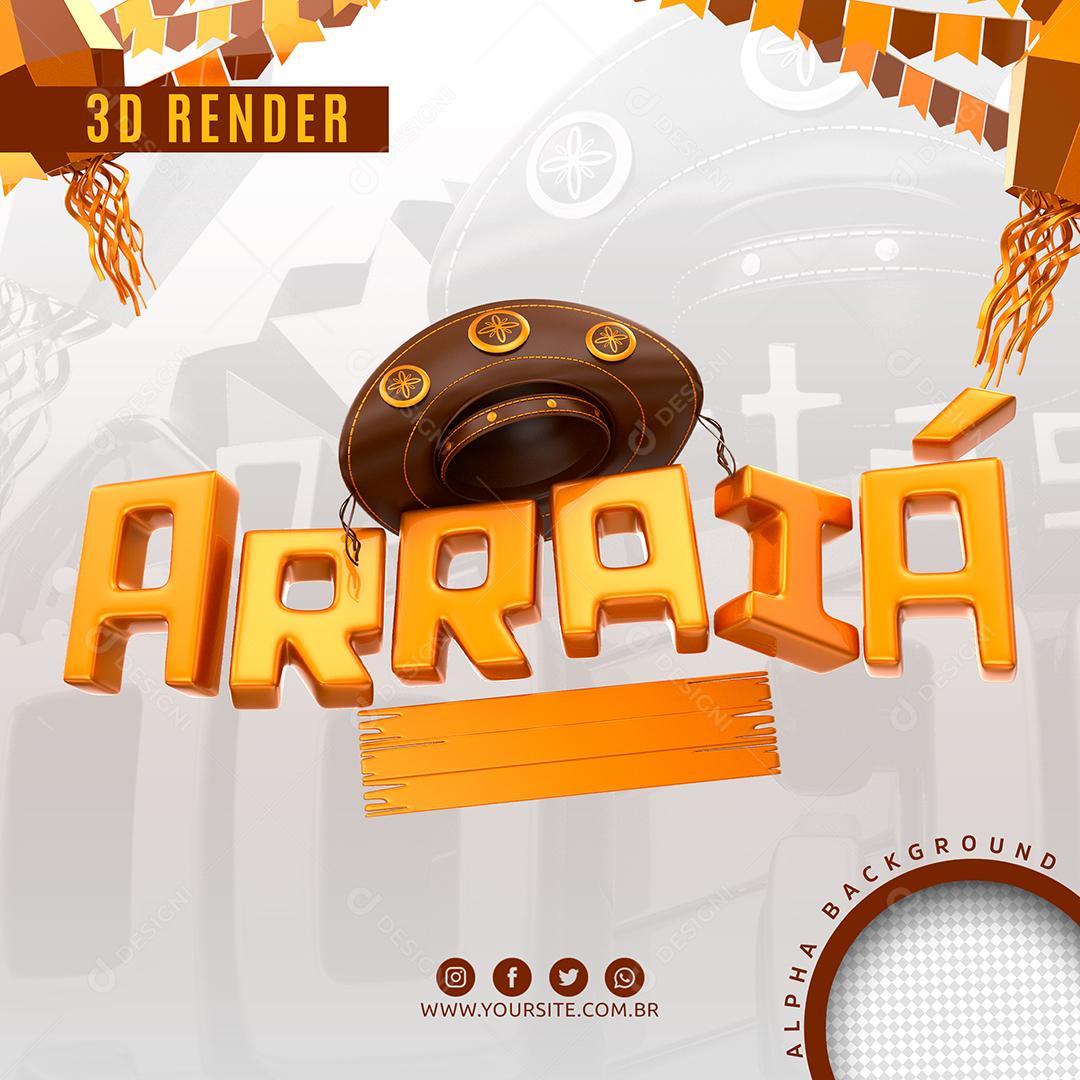 Arraiá Texto 3D Para Composição PSD