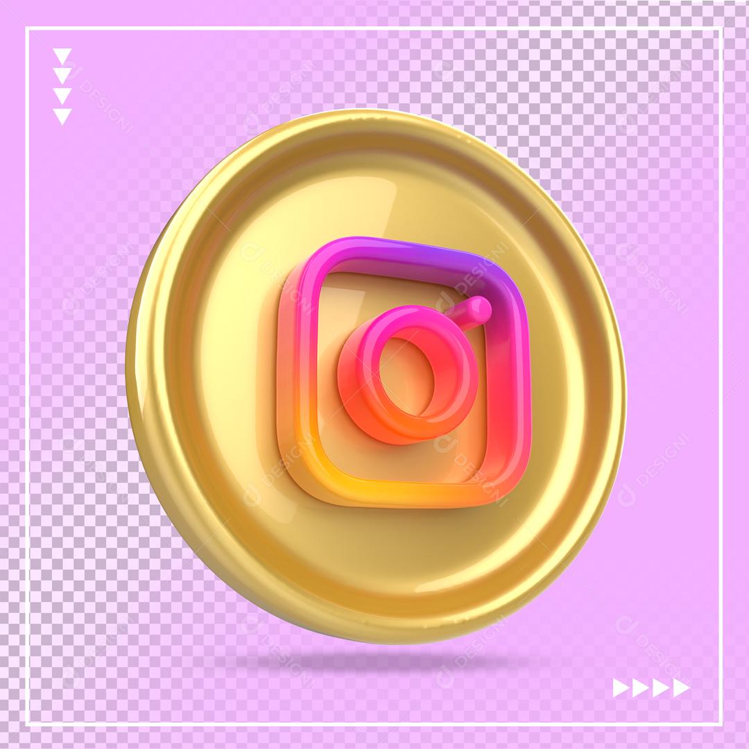 Ícone 3D Instagram Dourado PSD