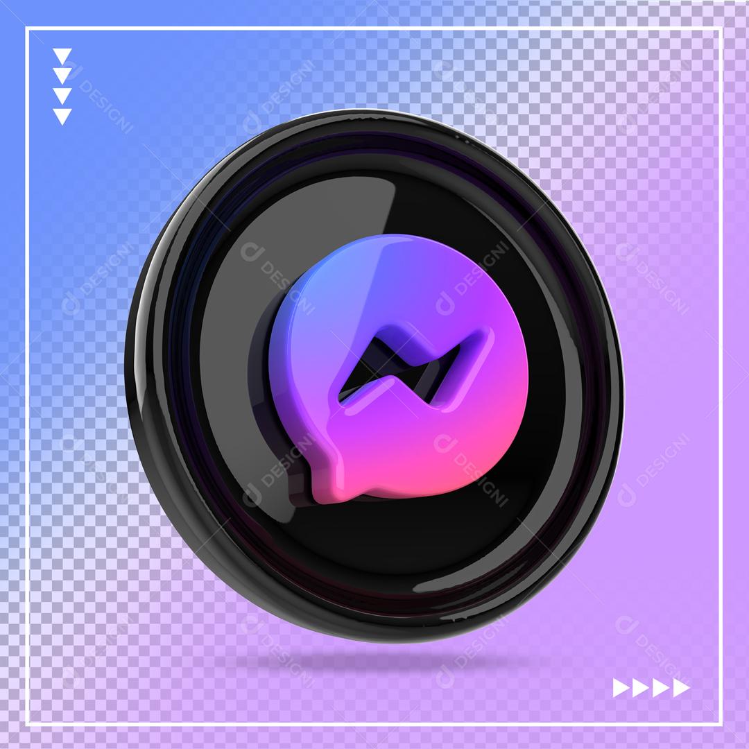 3D Black Messenger Icon PSD