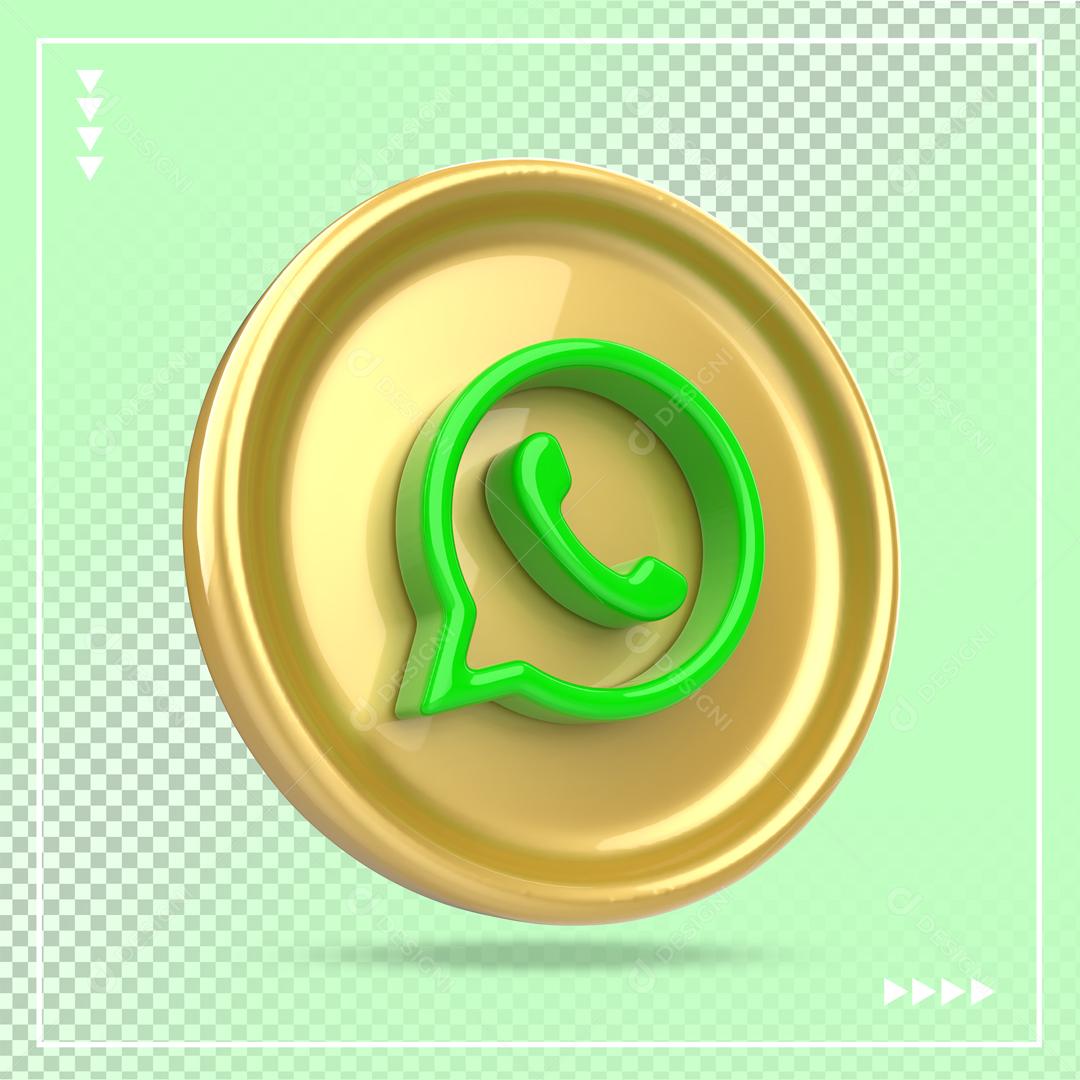 Ícone 3D Whatsapp Dourado PSD