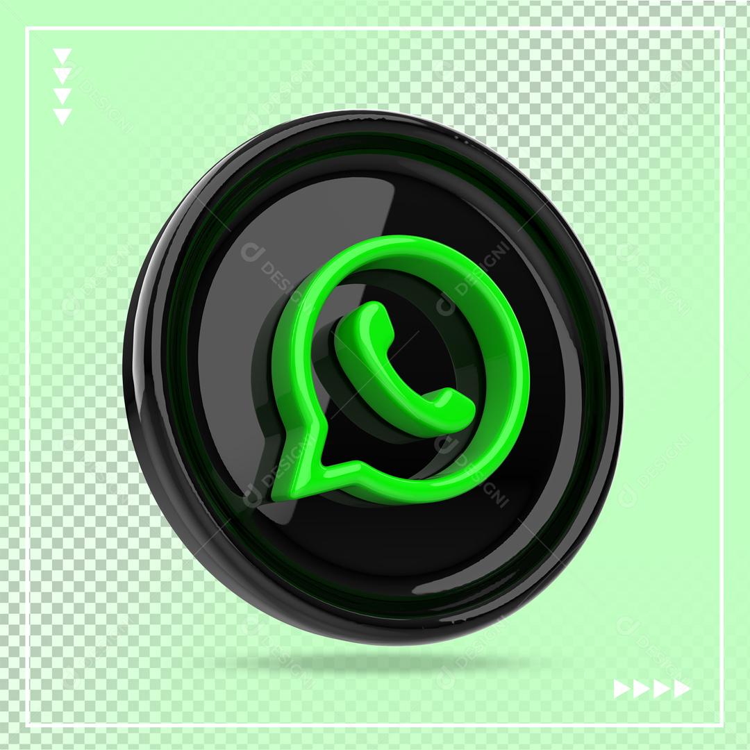 Ícone 3D Whatsapp Preto PSD