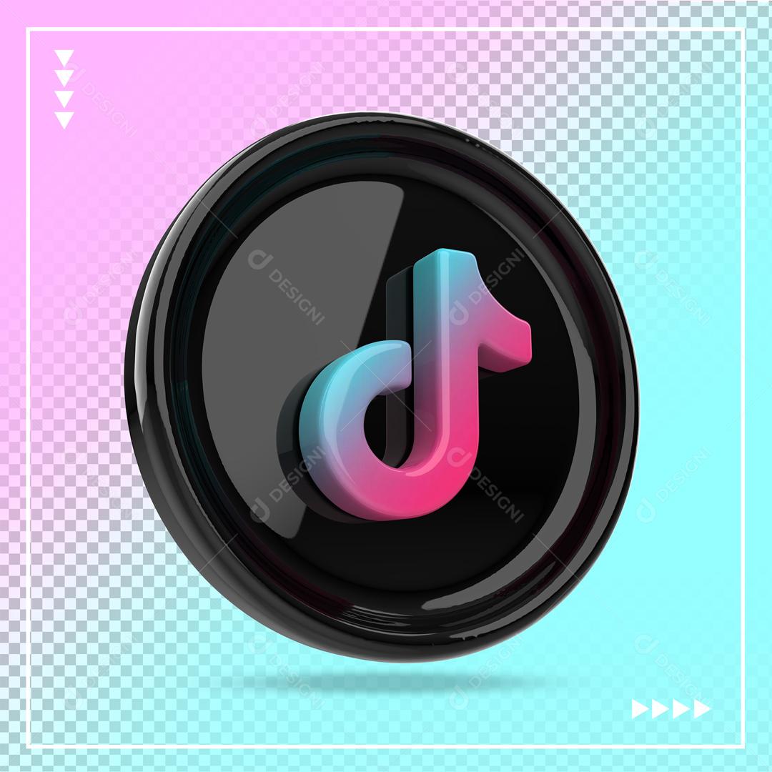 Ícone 3D Tiktok Preto PSD