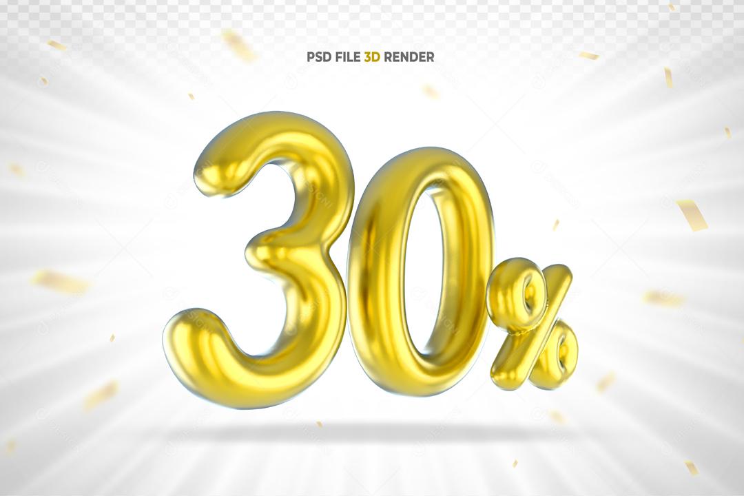 Número 3D 30% Dourado PSD
