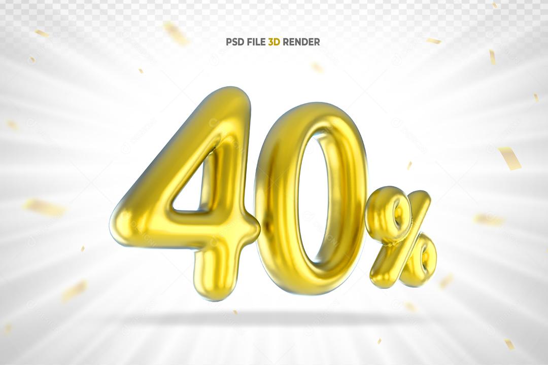 Número 3D 40% Dourado PSD
