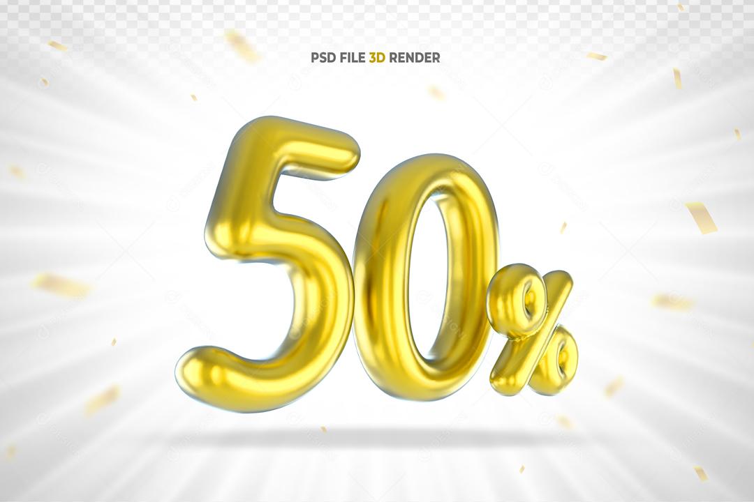 Número 3D 50% Dourado PSD