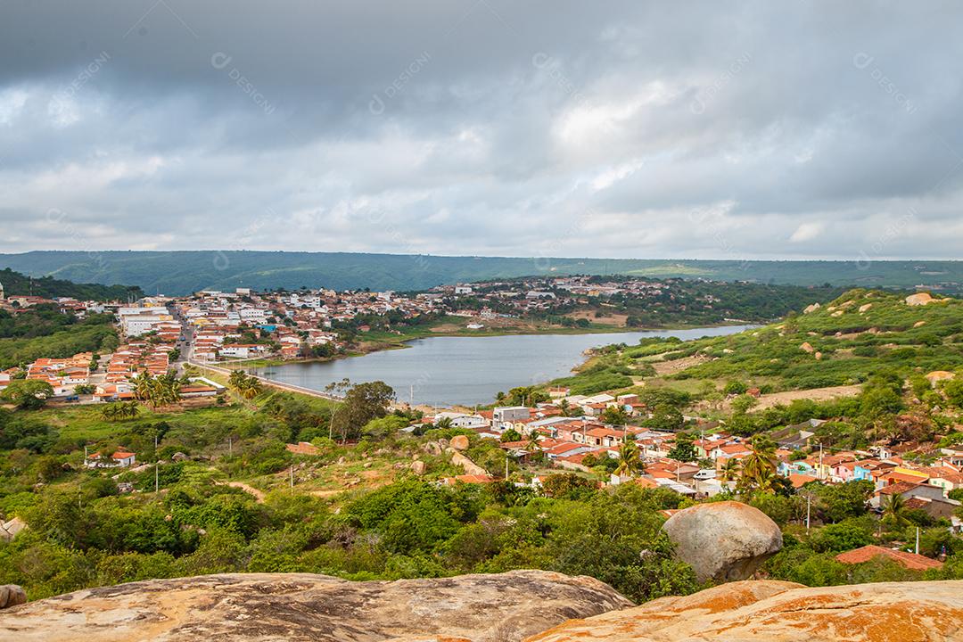 Lagoa Nova, Rio Grande do Norte, Brasil - 12 de março de 2021:Imagem aérea da cidade de Lagoa Nova
