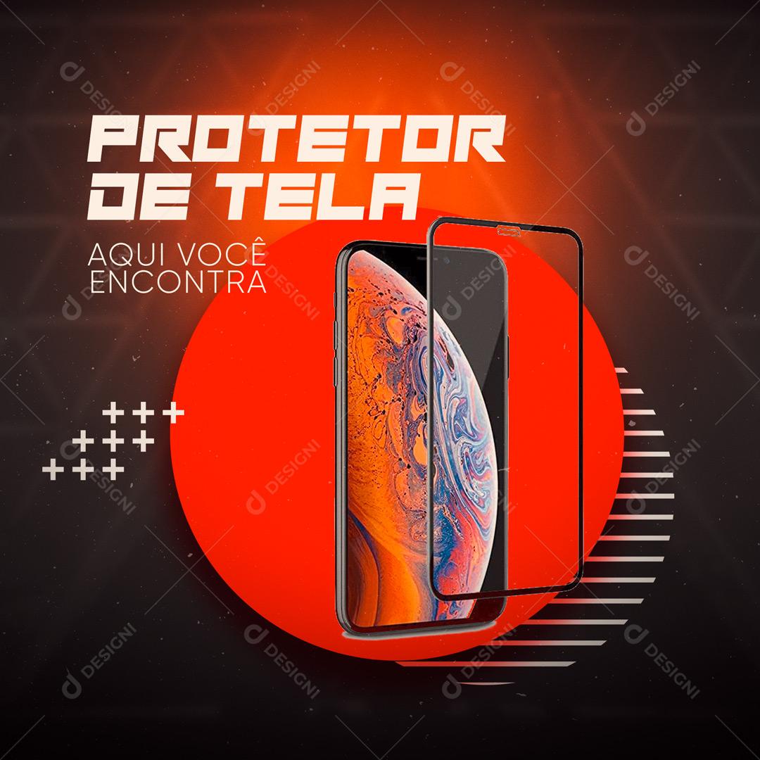 Social Media Assistência Técnica Em Celulares Protetor de TelaPSD Editável