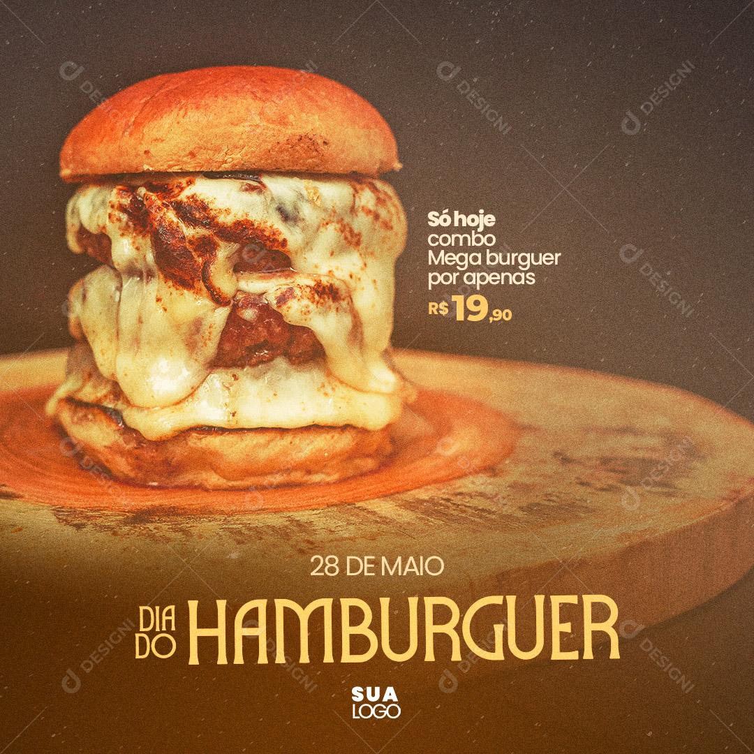 Post Hamburgueria Dia Mundial do Hambúrguer 28 de Maio Social Media PSD Editável