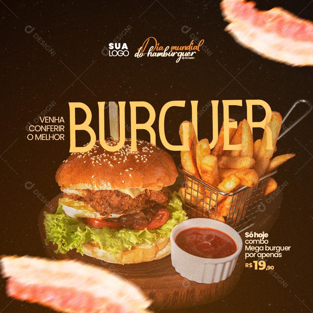 Social Media Hamburgueria Dia Mundial do Hambúrguer 28 de Maio PSD Editável