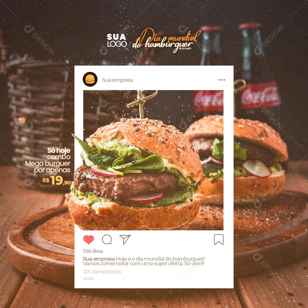 Post Hamburgueria Dia Mundial do Hambúrguer 28 de Maio Social Media PSD Editável