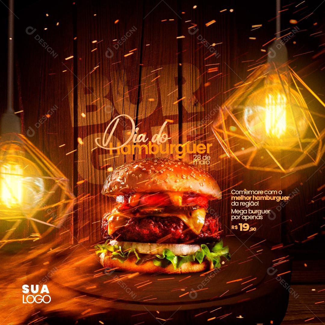 Social Media Hamburgueria Dia Mundial do Hambúrguer 28 de Maio PSD Editável