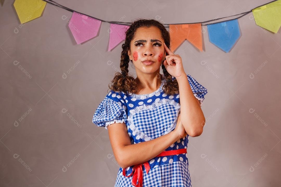 Mulher Bonita Vestida Para Festa Junina São João