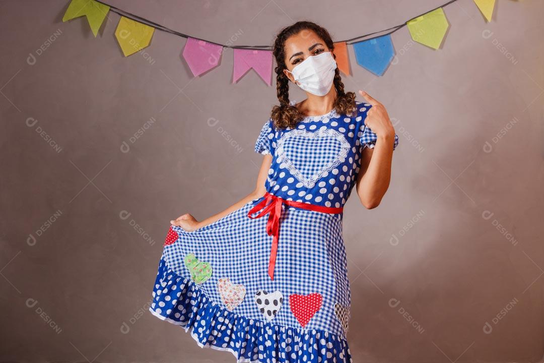 Mulher Bonita Vestida Para Festa Junina São João