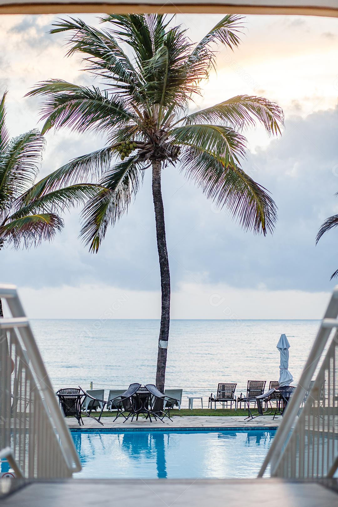 foto da área de lazer do hotel. Foto da piscina do hotel. Conceito de férias e viagens
