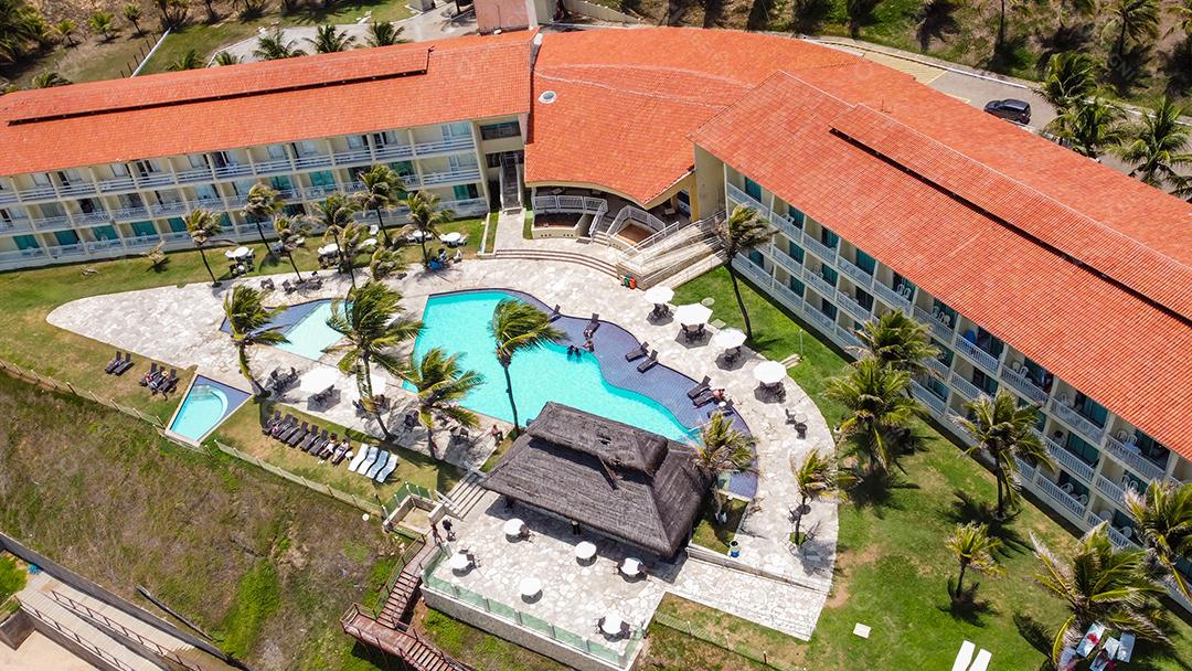 Natal, Rio Grande do Norte, Brasil - 12 de março de 2021: Imagem aérea do hotel Aram Praia Marina