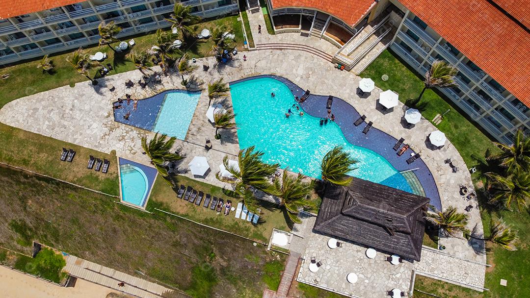 Natal, Rio Grande do Norte, Brasil - 12 de março de 2021: Imagem aérea do hotel Aram Praia Marina