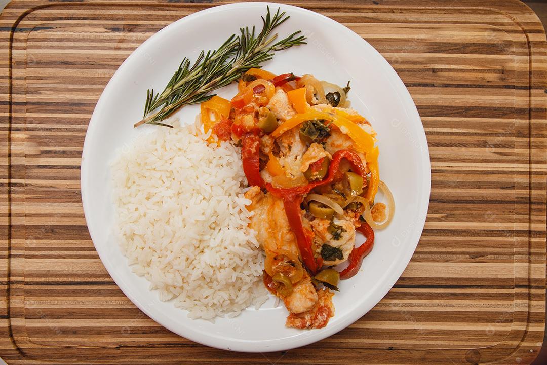 Prato Delicioso de bacalhau com arroz