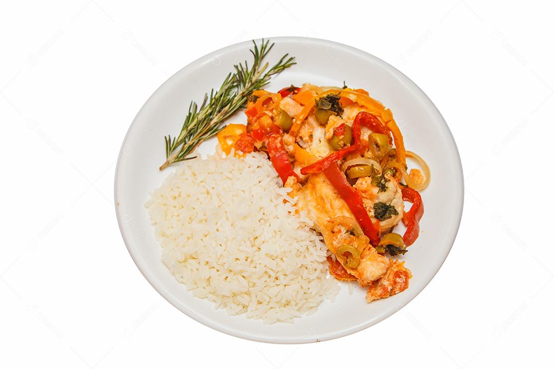 Prato Delicioso de bacalhau com arroz