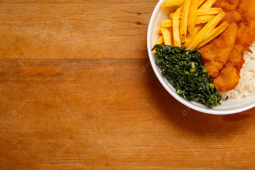 Delicious dish of breaded chicken with rice