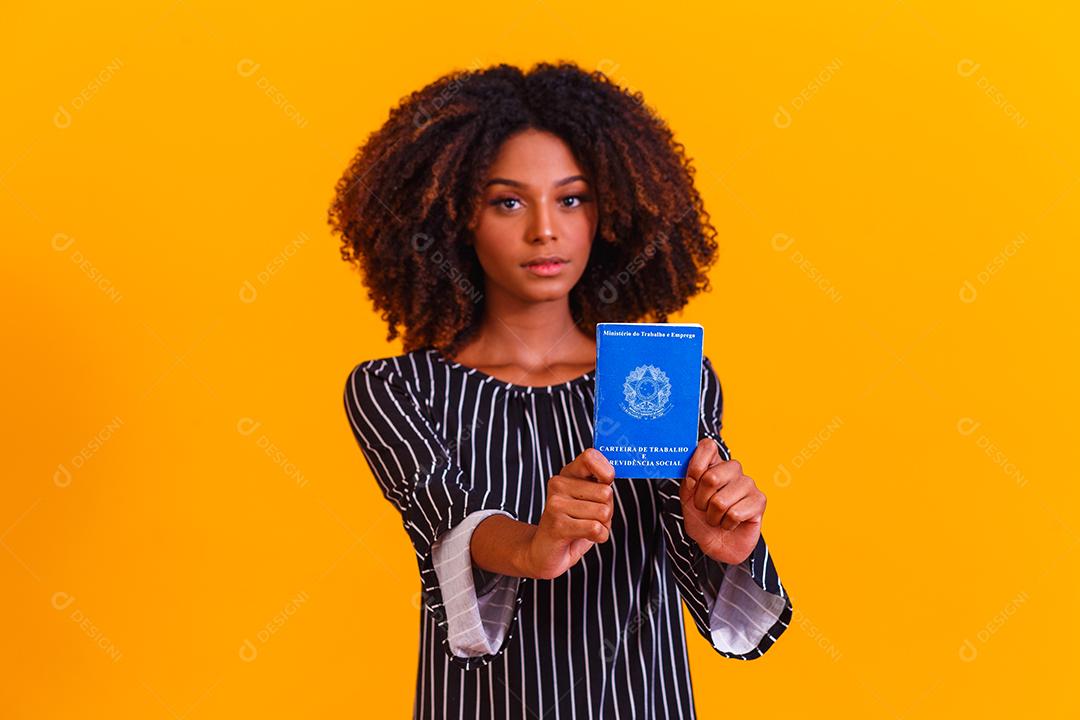 Brazilian woman with documentary work and social security, (Carteira de Trabalho e Previdência Social)