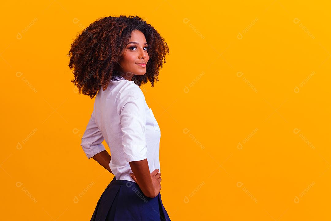 Beautiful African American girl with an afro hairstyle