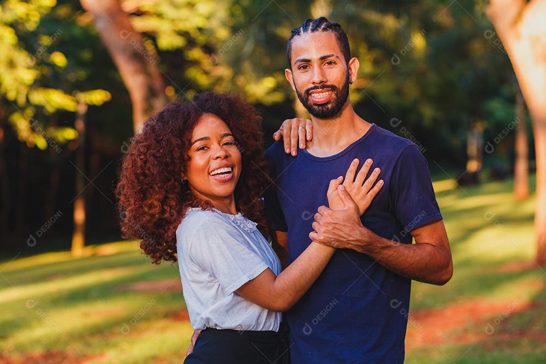 Black loving couple in the park in love. Loving couple of lovers. valentine's day concept
