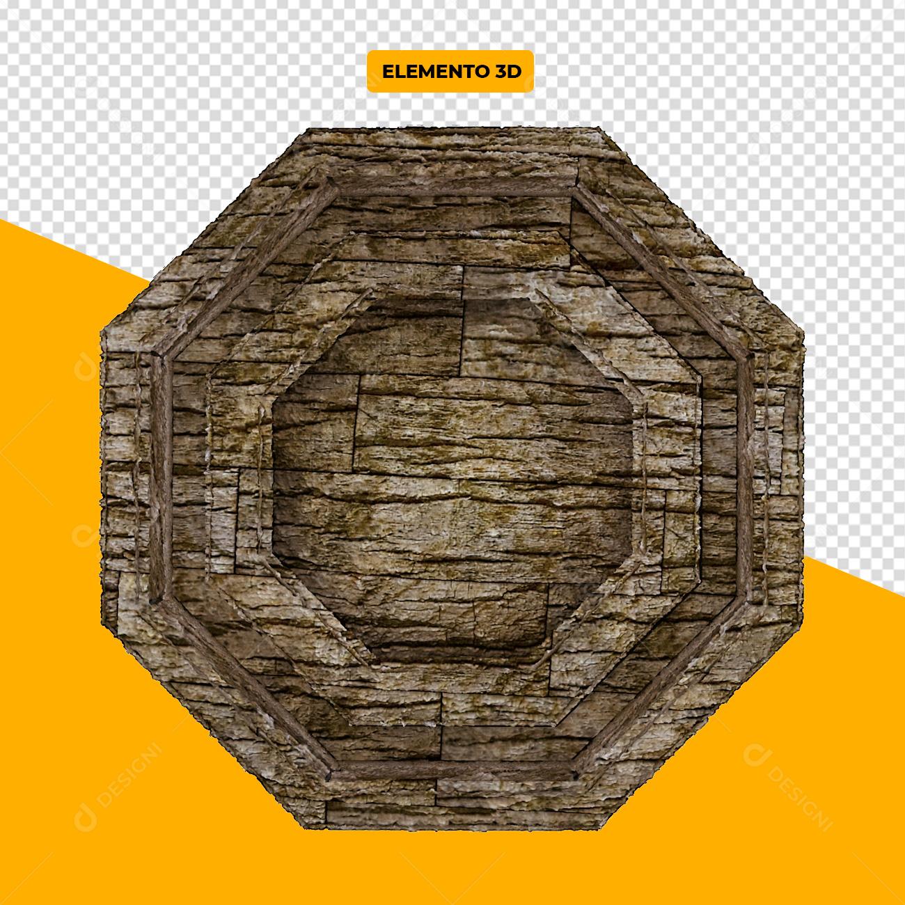 Elemento 3D de Madeira Decágono Para composição PSD