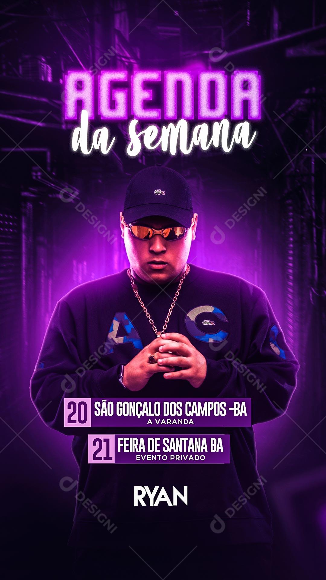 Flyer Agenda Semanal Mc Ryan SP Social Media PSD Editável