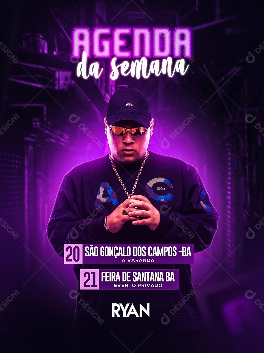 Flyer Agenda Semanal Mc Ryan SP Social Media PSD Editável