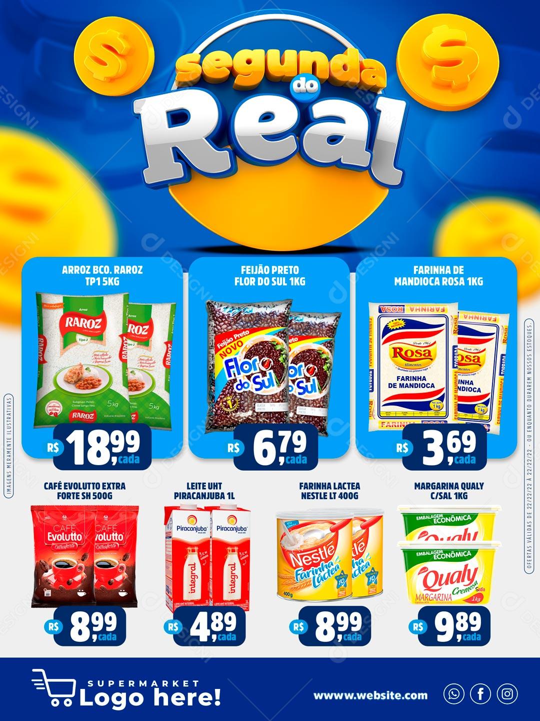 Encarte Segunda Do Real Promoção Em Produtos Social Media PSD Editável