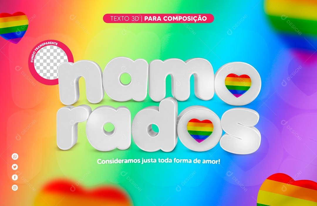 Textos 3D Para Composição Dia Dos Namorados PSD