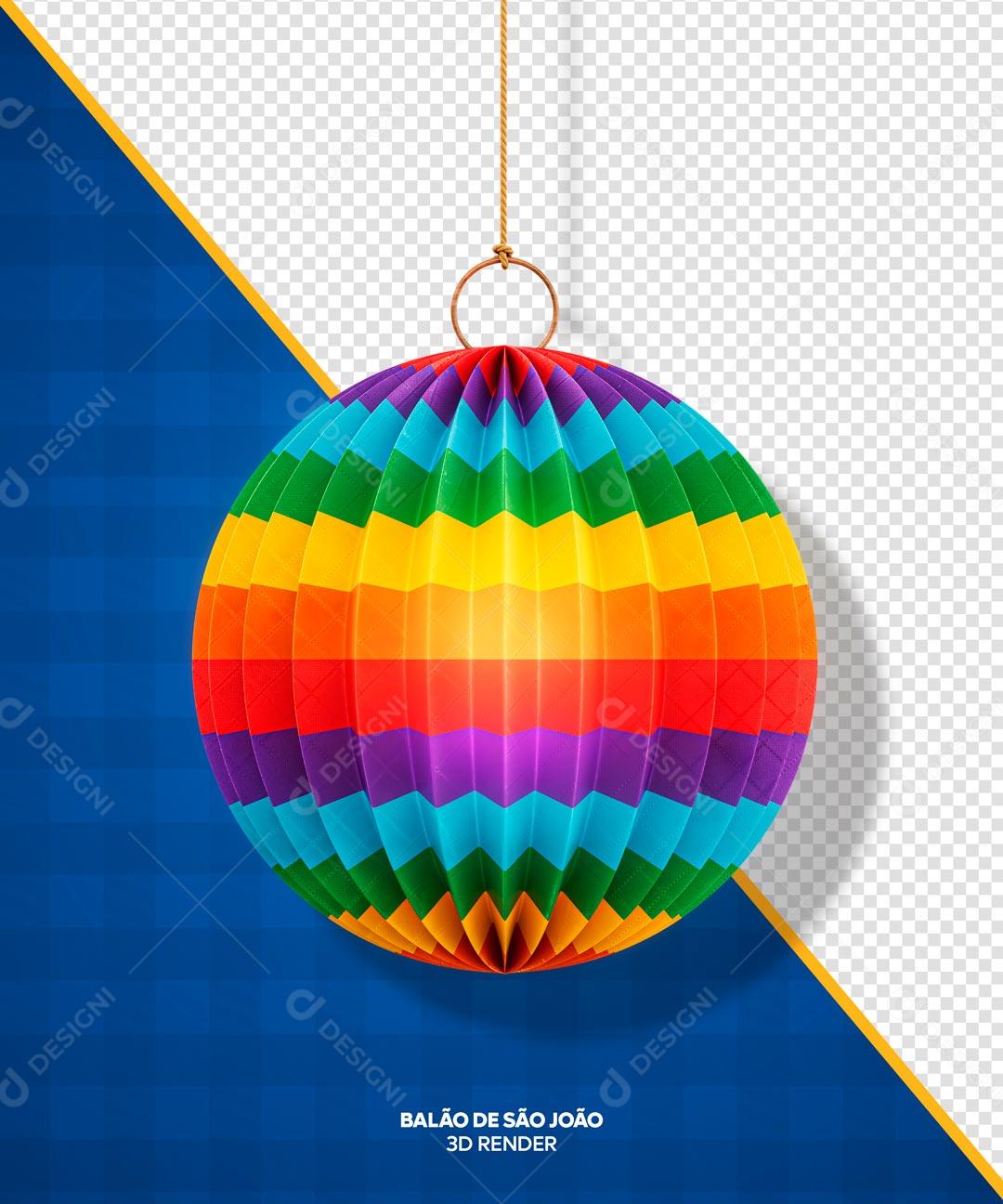 Elemento 3D Balão Colorido De Arraiá São João PSD