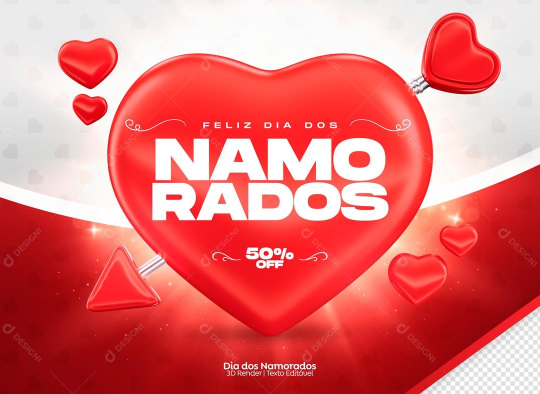 Selo 3D Dia Dos Namorados Data Comemorativa PSD