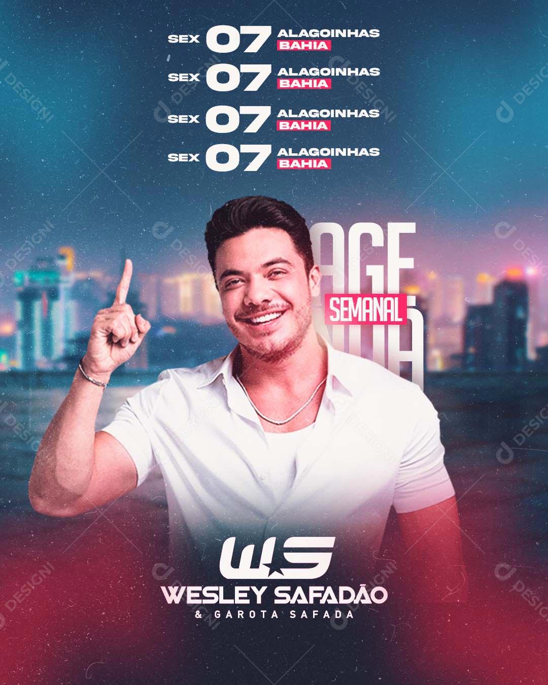 Flyer Agenda Semanal Wesley Safadão Social Media PSD Editável