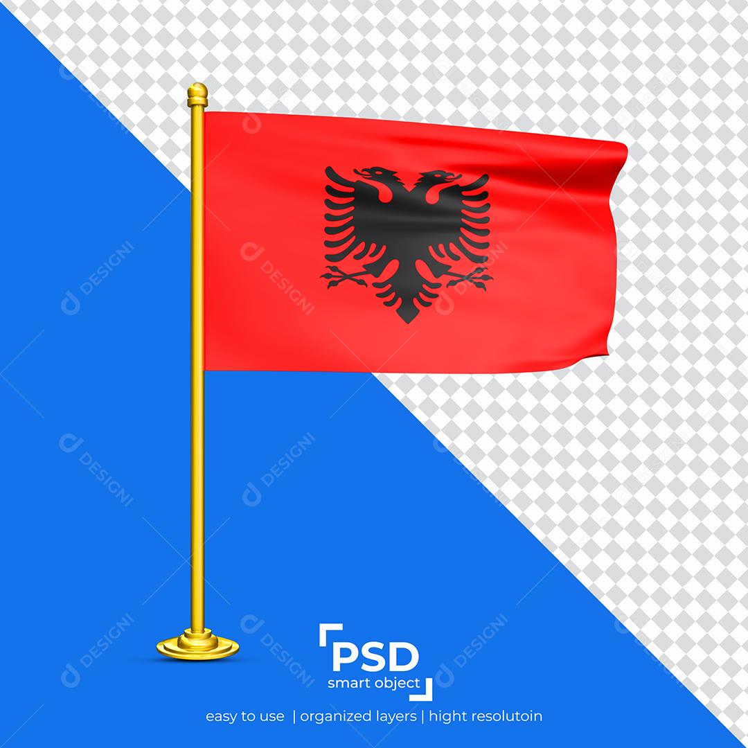 Bandeira da Albânia Elemento 3D Para Composição PSD