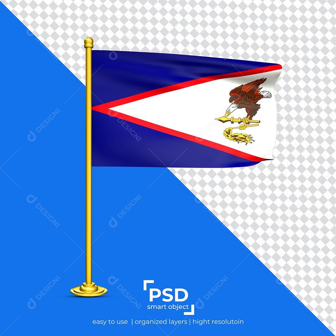 Bandeira de Samoa Americana Elemento 3D Para Composição PSD