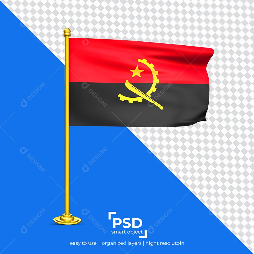 Bandeira da Angola Elemento 3D Para Composição PSD