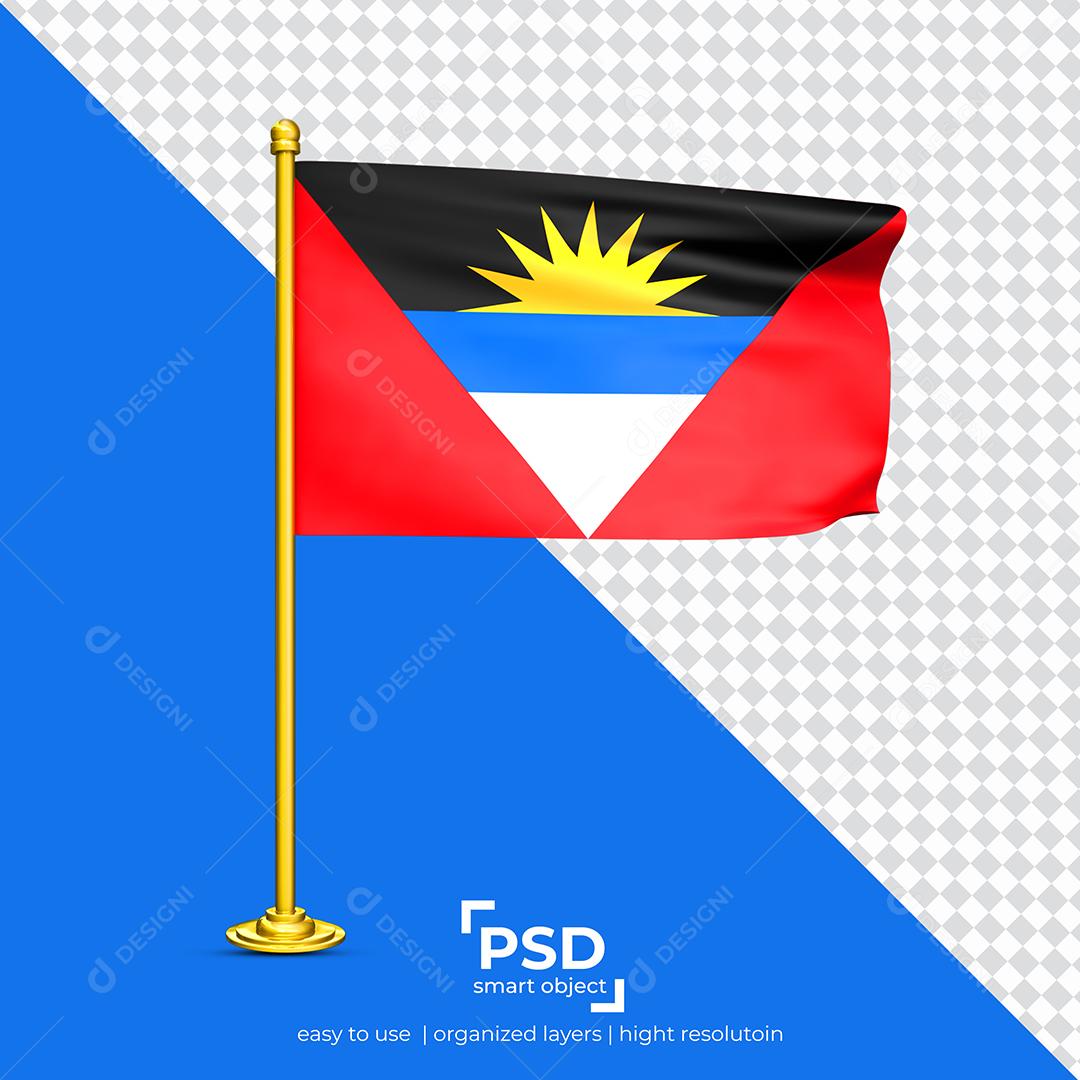 Bandeira de Antígua e Barbuda Elemento 3D Para Composição PSD