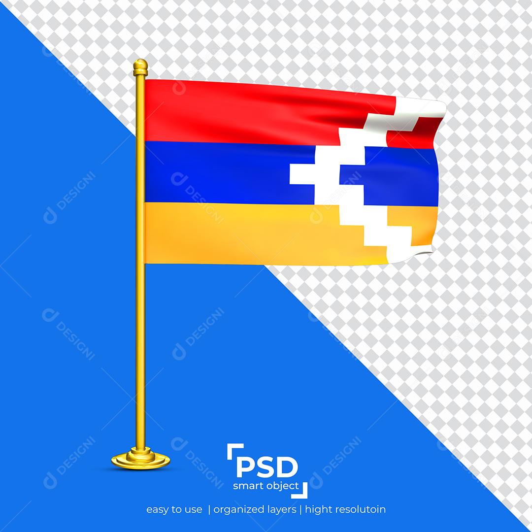 Bandeira de Artsaque Elemento 3D Para Composição PSD