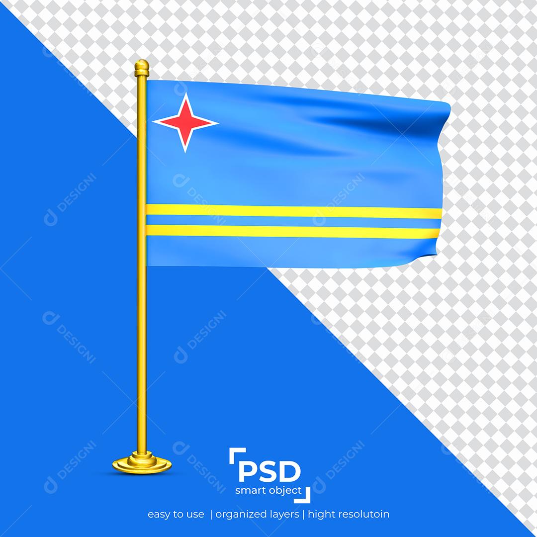 Bandeira do Aruba Elemento 3D Para Composição PSD