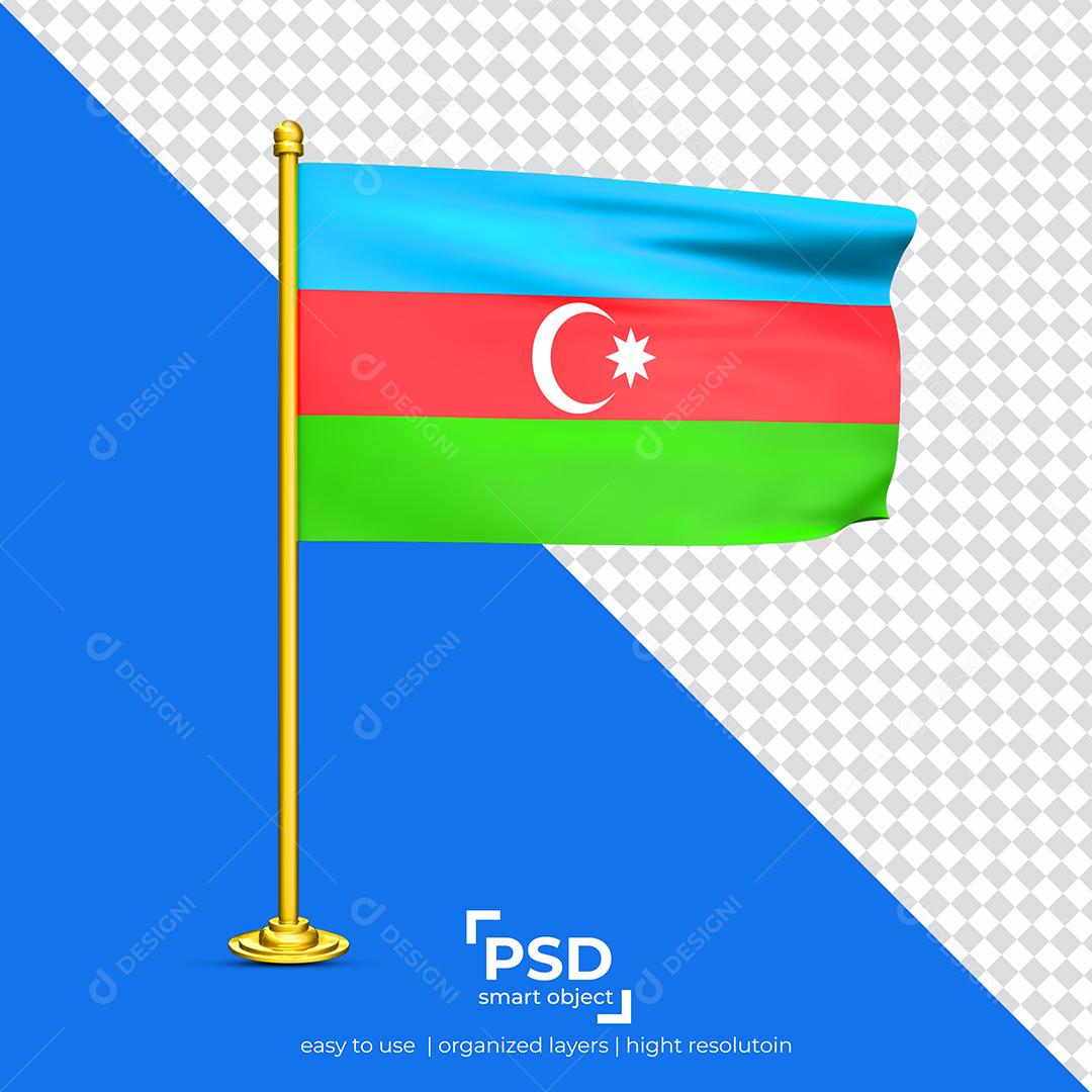 Bandeira da Azerbaijão Elemento 3D Para Composição PSD