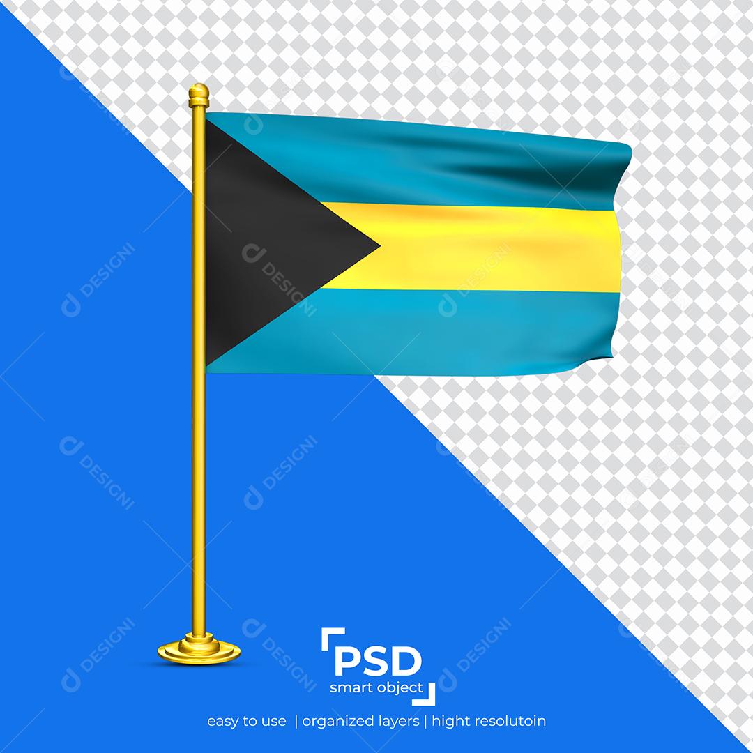 Bandeira de Bahamas Elemento 3D Para Composição PSD