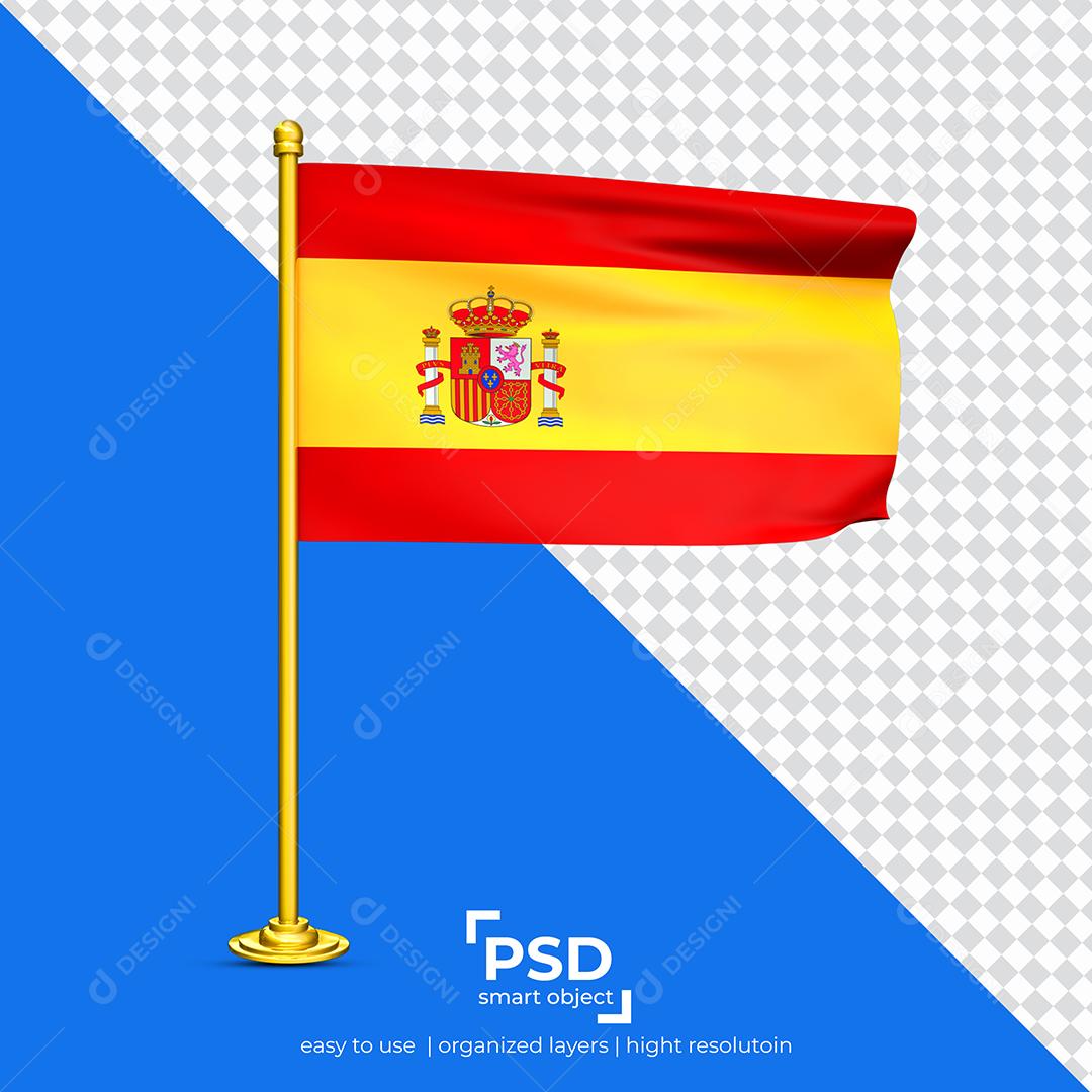 Bandeira da Espanha Elemento 3D Para Composição PSD