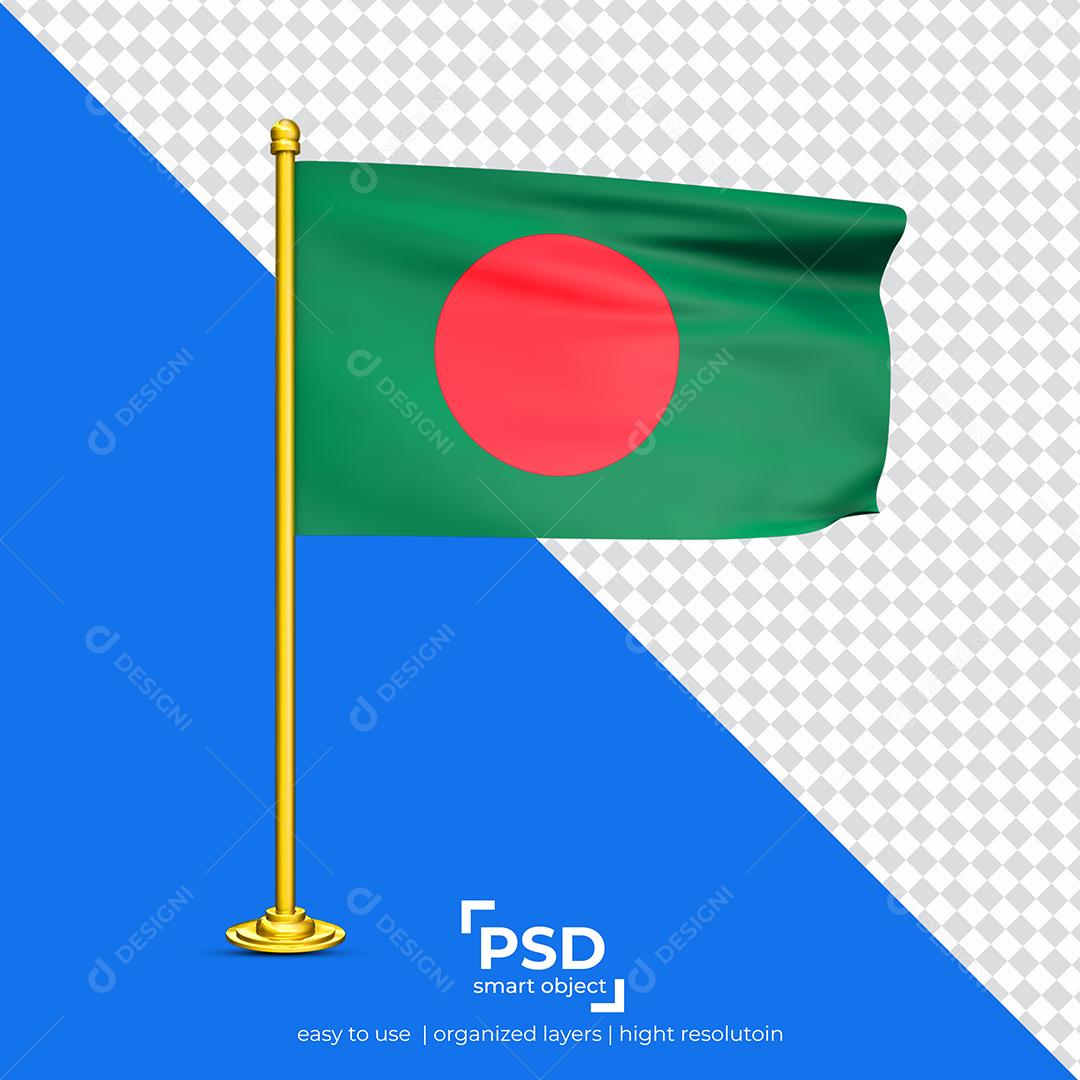 Bandeira de Bangladesh Elemento 3D Para Composição PSD